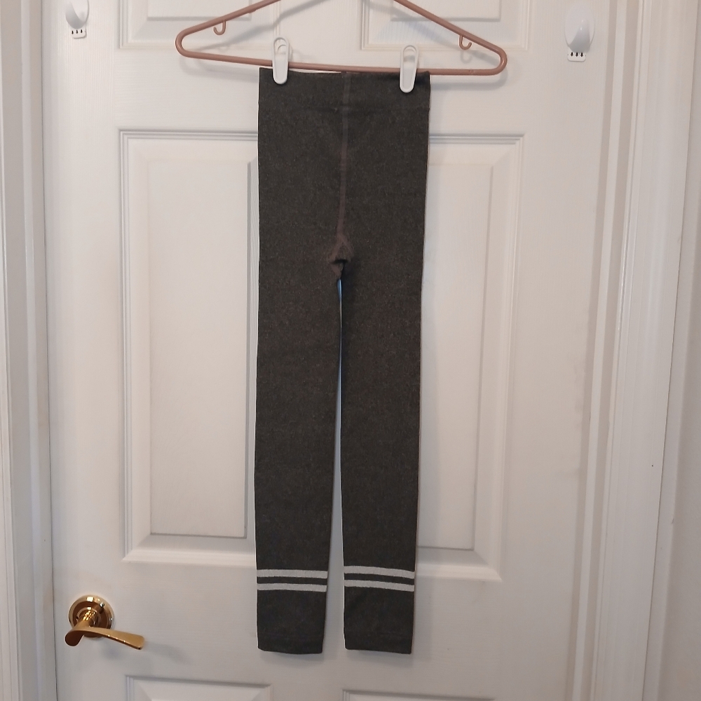 Girl's Leggings Size M (7-10) Gray Silver Sparkle Dance Athleisure